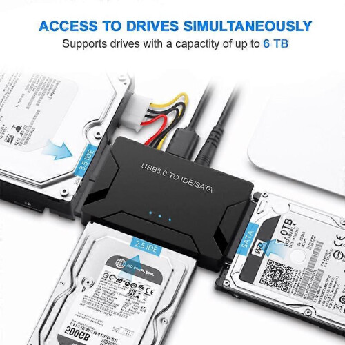 (Multicolor, EU Plug) USB 3.0 harddisk til SATA IDE adapterkonverter med strømbryter multifunksjonell Easy Drive 2