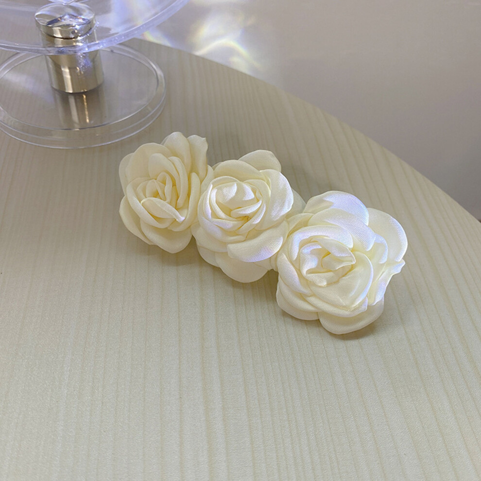 Dcph-Clothing (Milky White) Velvet Flower Hair Clips For Women - Soft & Safe