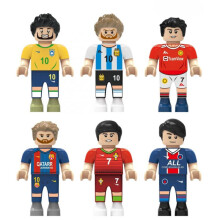 6 PCS Neymar Messi Mbappé Scoer Stars Figure Building Blocks Sports Theme Toys for Boys & Girls
