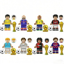 8 PCS Building Blocks Pelé Maradona Brazilian Soccer Star Set with Golden Globe Award