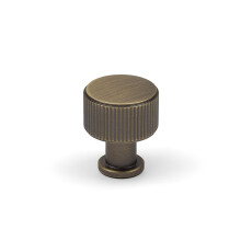 (29mm Knob) Antique Brass Reeded T-Bar Cabinet Handles & Knobs