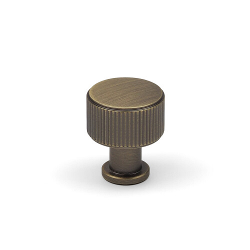 (29mm Knob) Antique Brass Reeded T-Bar Cabinet Handles & Knobs