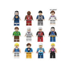 12 Sports Miniature Character Cards Athlete Building Blocks Small Particles Boy