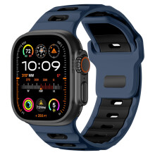 Stylisches Silikonarmband für Apple Watch 42/44/45/46/49mm Black+Blue