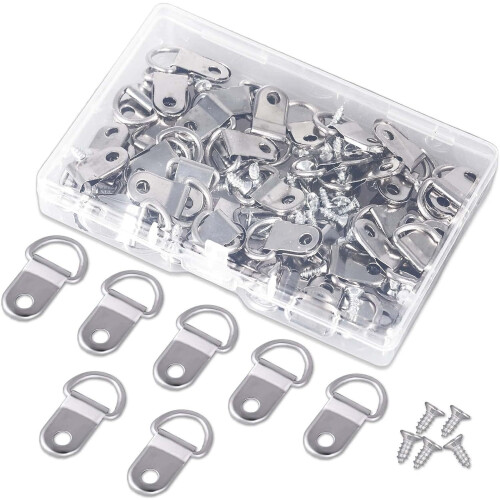 50er-Set D-Ring-Aufhänge-Set mit Schraubendreher für Rahmen Silver