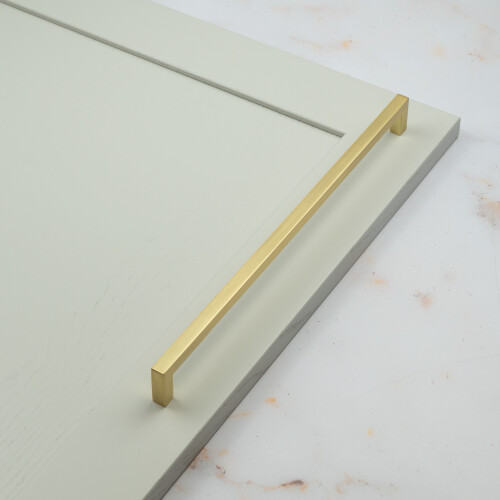 (320mm Handle) Satin Brass Gold Kitchen Square Block D-Bar Handles 1