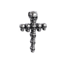 Retro Skull With Crosses Pendant Necklace Edgy-Single pendant