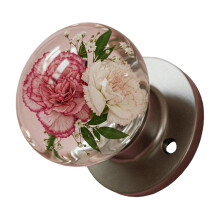 Unique Round Resin Door Knob With Florals Designs-Pink flowers