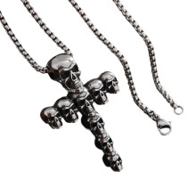 Vintage Skull Crosses Pendant Necklace Adjustable-necklace