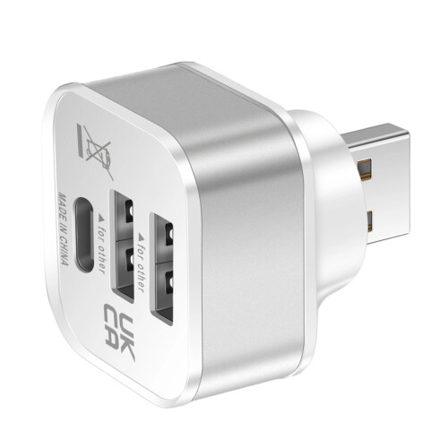 USB Splitter 3 Port USB Quick Charging Expander Multiple-Silver