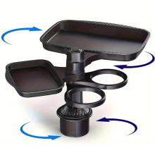 3-in-1 Detachable Car Cup Holder Tray-Expandable Food Table with 360 Rotating Design,Sturdy Base for Long Road Trips Table Tray