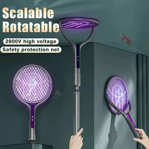 Automatic Mosquito Swatter, Telescopic, Rotatable Mesh For Wider Coverage, USB Charging, Fast, Long Standby Time