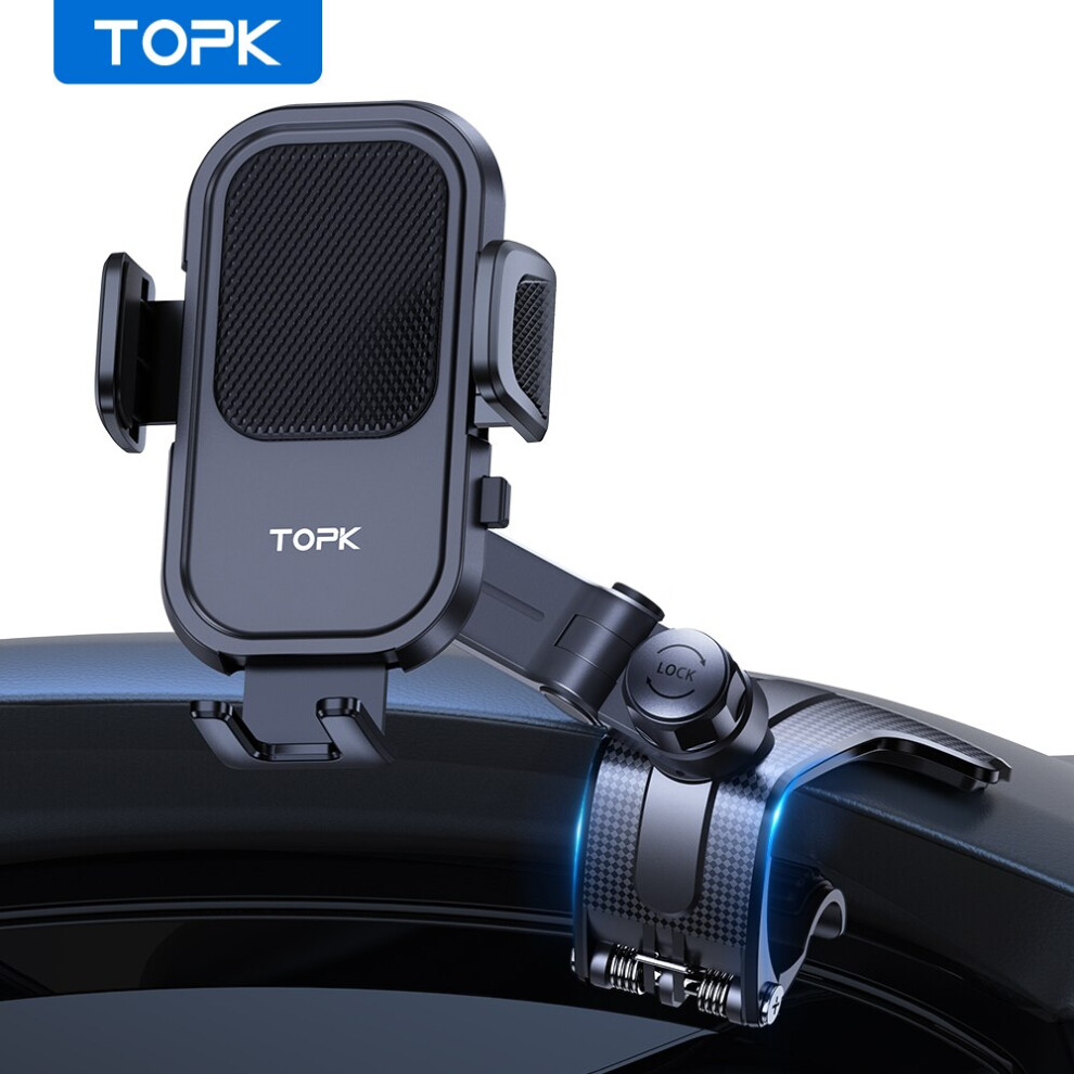 Topk Car Phone Holder For Dashboard [Multi-Angles&Stable] Adjustable Cell Car Phone Mount Anti-Slip Silicone Clip For Smartphone 842693858090