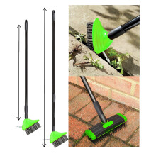 3 in 1 Telescopic Weed Remover Brush Wire Head Paving Decking Clean Scrub Moss