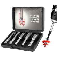 5pc Broken Damaged Screw Extractor Removal Remover Garage Workshop Tool Bit Set