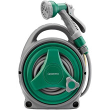 14M Garden Hose Reel Compact Portable Water Pipe 7 Adjustable Spray Gun Nozzles