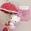 Κόκκινο Hello Kitty που κρατάει ομπρέλα βελούδινο παιχνίδι μπρελόκ κινο 3