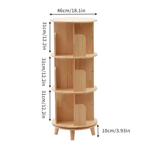 360 Rotating Wooden Bookshelf