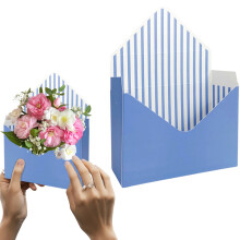 Valentine Envelope Box with Red Flower Wrapping Paper and