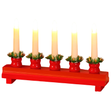 Electric Christmas Advent Candle Bridge 5 LED Candles USB 19 x 29 cm — festive window light, wooden arch lamp
