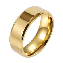 Stainless Steel Double Beveled Ring Gold Size 10