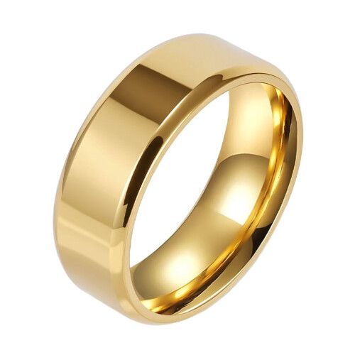 Stainless Steel Double Beveled Ring Gold Size 10