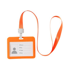 Clear ID Badge Holder with PU Leather Lanyard and Nylon