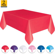 Red Plastic Rectangle Tablecloth 2-Pack 6x4.5 Ft
