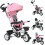 6-in-1 Kinderdreirad mit Schiebestange, Sonnendach, Korb, Rosa 1