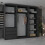 MN Furniture Modern Triple Mirrored Sliding Wardrobes Black 250cm 2