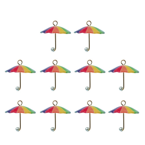 10 Stück bunte Regenbogen-Perlen, Regenschirm-Charm-Anhänger für