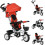 6-in-1 Kinderdreirad mit Schiebestange, Verdeck, Korb, Rot 1