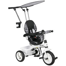 6-in-1 Kids Tricycle with Push Handle, Canopy, Basket, White
