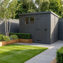 10x8 Pent Composite Shed Tanalised (Single Door, With Windows)