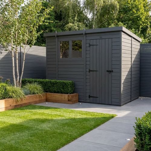 10x8 Pent Composite Shed Tanalised (Single Door, With Windows)