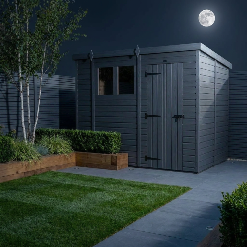 10x8 Pent Composite Shed Tanalised (Single Door, With Windows) 2