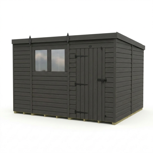 10x8 Pent Composite Shed Tanalised (Single Door, With Windows) 1