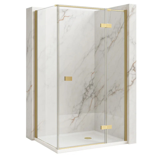 Καμπίνα Ντους Rea Atlas 90x100 Brush Gold αριστερή