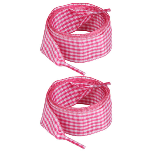 Trendige Polyester-Schnürsenkel, bunt karierte-Rosarot 120cm