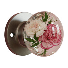 Einzigartiger runder Türknauf aus Kunstharz mit-Rosa Blumen