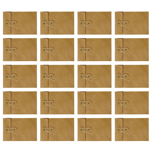 20Pcs Paper Envelope with String Button Closure Document-Yellow