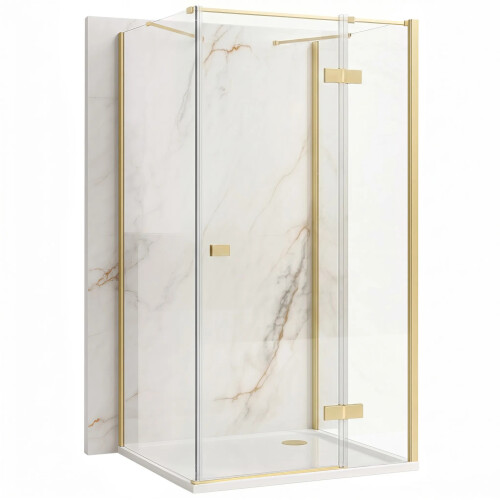 Καμπίνα Ντους Rea Atlas 100x90 Brush Gold αριστερή