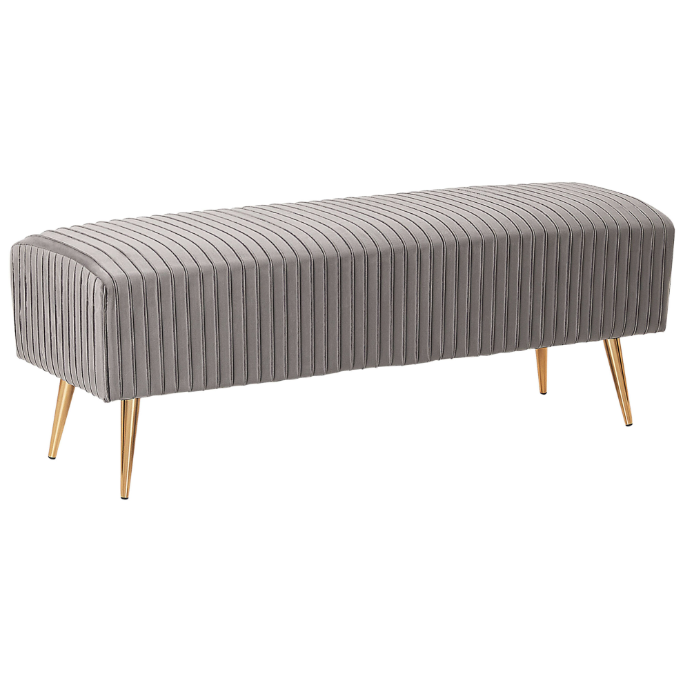 Beliani Upholstered Bench Paterson Velvet Light Grey
