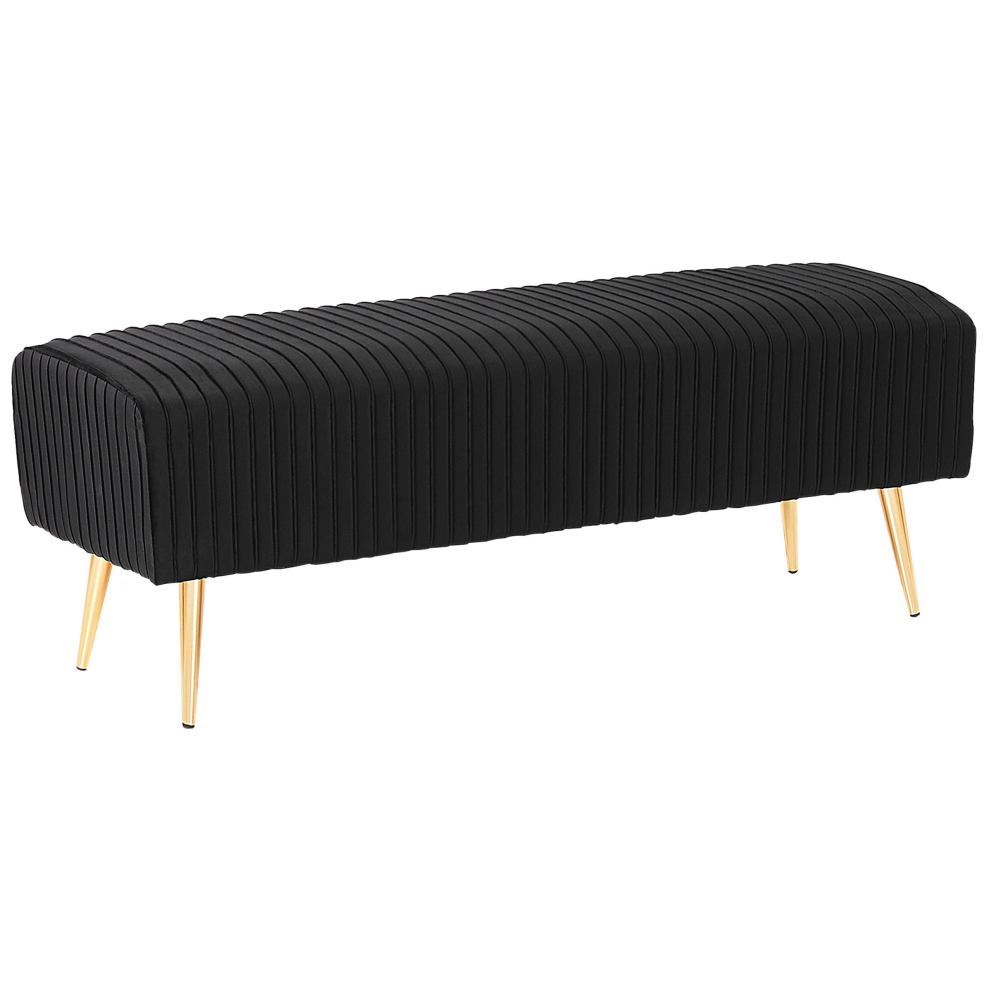 Beliani Upholstered Bench Paterson Velvet Black