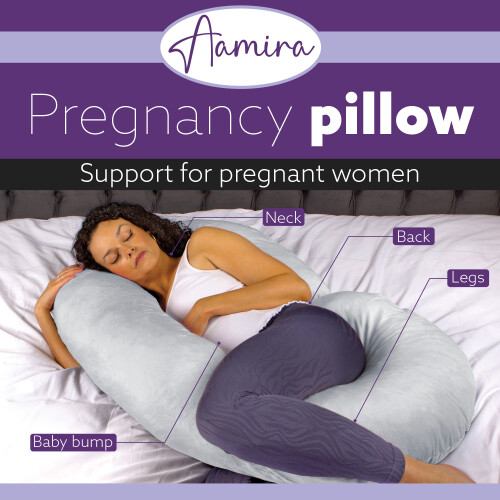 (Light Grey) Aamira Pregnancy Pillow C Shaped Shredded Memory Foam 1
