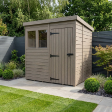 8x10 Pent Composite Shed Tanalised (Single Door, With Windows)