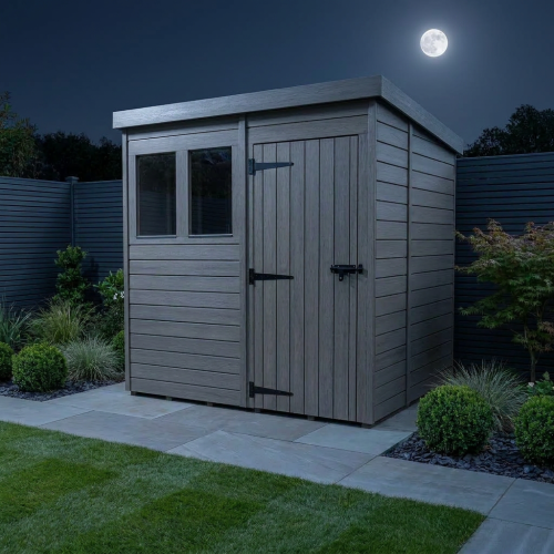 8x10 Pent Composite Shed Tanalised (Single Door, With Windows) 2
