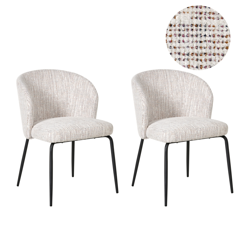 Beliani Set Of 2 Dining Chairs Zana Fabric Multicolour