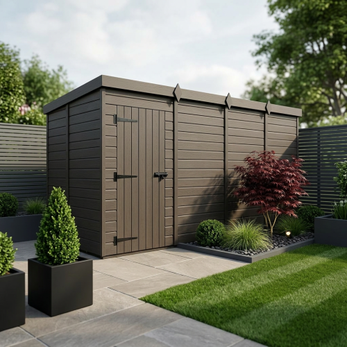 15x5 Pent Composite Shed Tanalised (Single Door, No Windows)