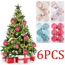 Transparent Blue Glitter Christmas Ornaments 6 pcs